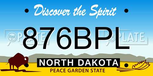 876BPL North Dakota License Plate