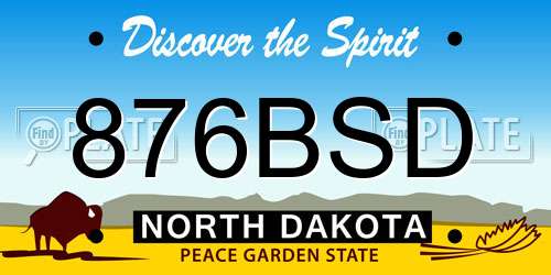 876BSD North Dakota License Plate
