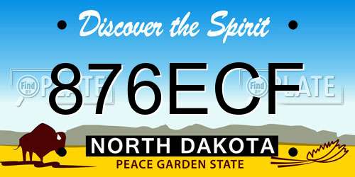 876ECF North Dakota License Plate