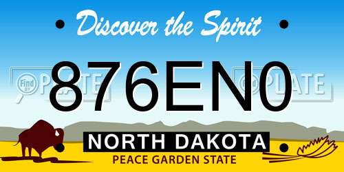 876EN0 North Dakota License Plate