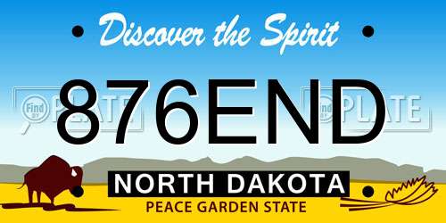 876END North Dakota License Plate
