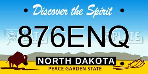 876ENQ North Dakota License Plate