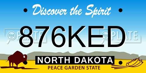 876KED North Dakota License Plate