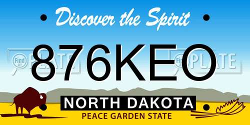 876KEO North Dakota License Plate
