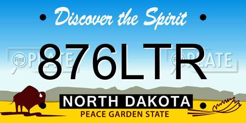 876LTR North Dakota License Plate