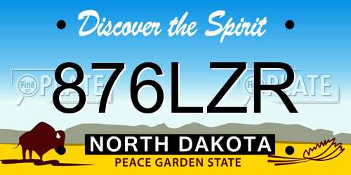 876LZR North Dakota License Plate