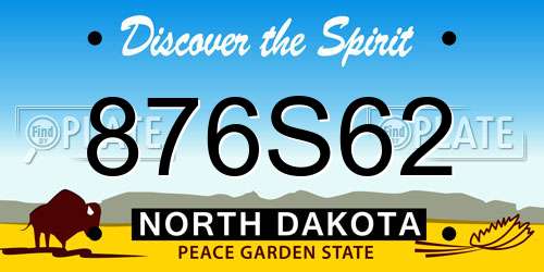 876S62 North Dakota License Plate