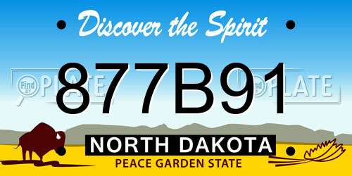877B91 North Dakota License Plate