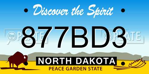 877BD3 North Dakota License Plate