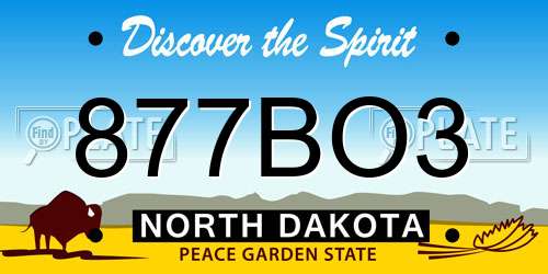 877BO3 North Dakota License Plate