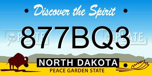 877BQ3 North Dakota License Plate