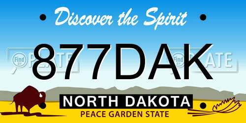 877DAK North Dakota License Plate
