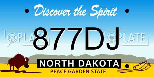 877DJ North Dakota License Plate