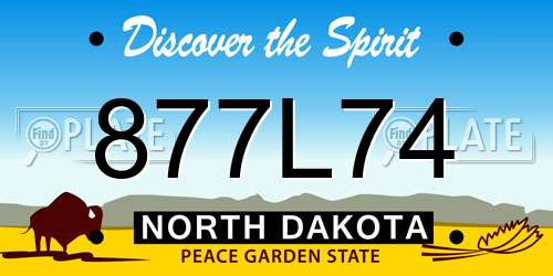 877L74 North Dakota License Plate
