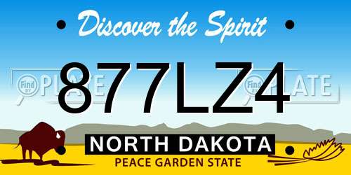 877LZ4 North Dakota License Plate