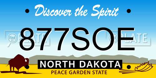 877SOE North Dakota License Plate