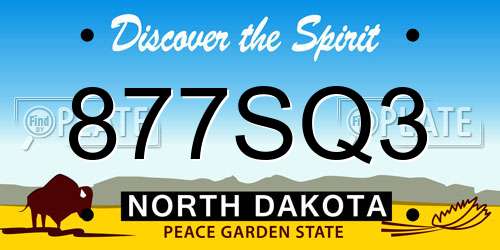877SQ3 North Dakota License Plate