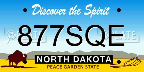 877SQE North Dakota License Plate