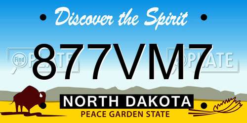 877VM7 North Dakota License Plate