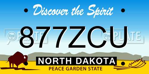 877ZCU North Dakota License Plate