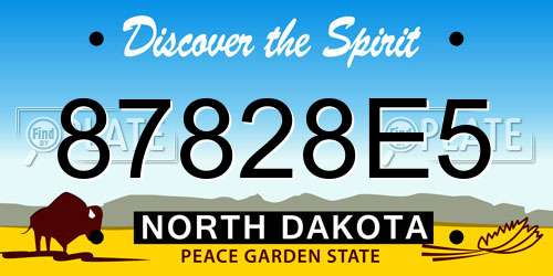 87828E5 North Dakota License Plate