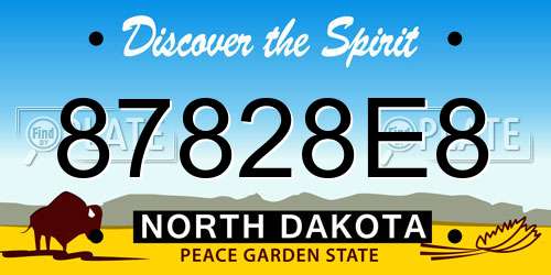 87828E8 North Dakota License Plate