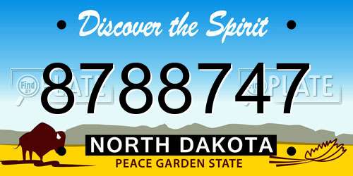 8788747 North Dakota License Plate