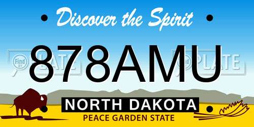 878AMU North Dakota License Plate