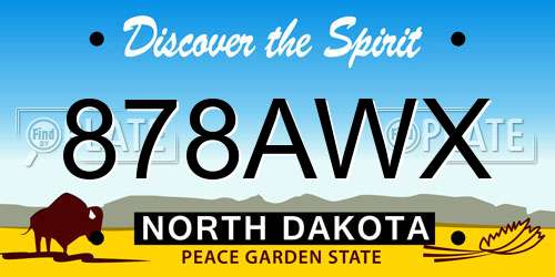 878AWX North Dakota License Plate