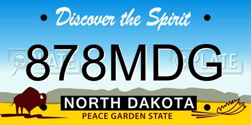 878MDG North Dakota License Plate