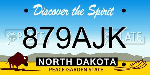 879AJK North Dakota License Plate