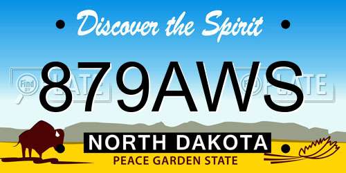 879AWS North Dakota License Plate