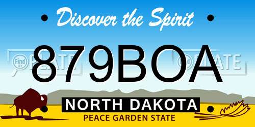 879BOA North Dakota License Plate