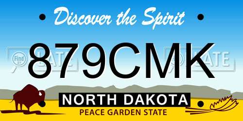 879CMK North Dakota License Plate