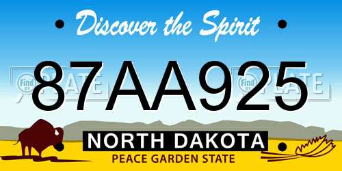87AA925 North Dakota License Plate