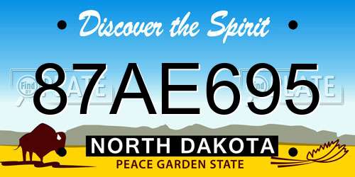 87AE695 North Dakota License Plate