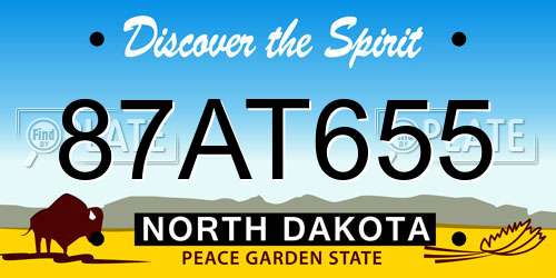 87AT655 North Dakota License Plate