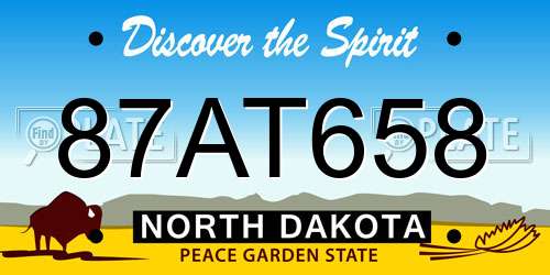 87AT658 North Dakota License Plate