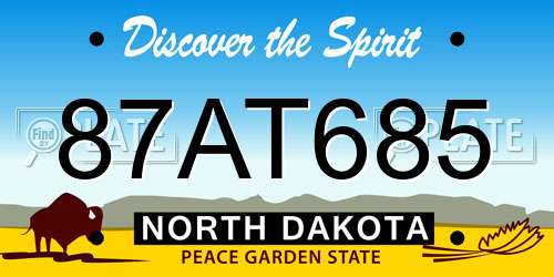 87AT685 North Dakota License Plate
