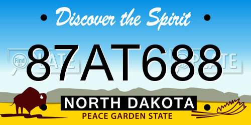87AT688 North Dakota License Plate