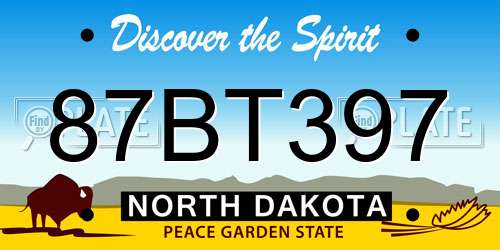 87BT397 North Dakota License Plate