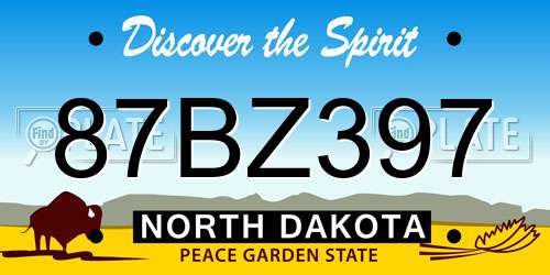 87BZ397 North Dakota License Plate