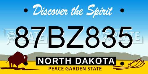 87BZ835 North Dakota License Plate