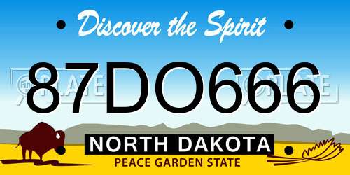 87DO666 North Dakota License Plate