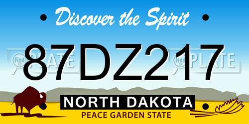 87DZ217 North Dakota License Plate