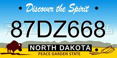 87DZ668 North Dakota License Plate