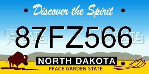 87FZ566 North Dakota License Plate