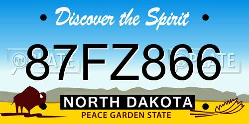 87FZ866 North Dakota License Plate