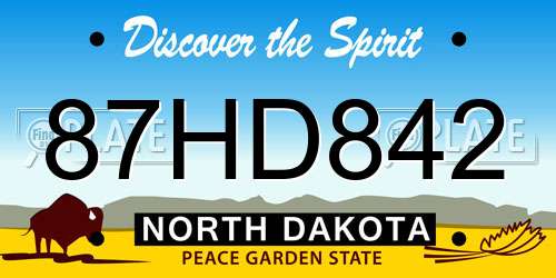 87HD842 North Dakota License Plate