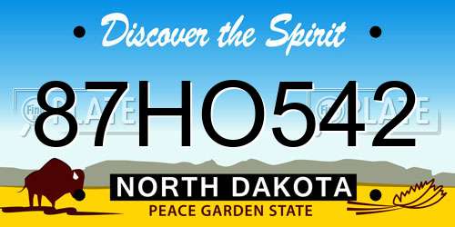 87HO542 North Dakota License Plate